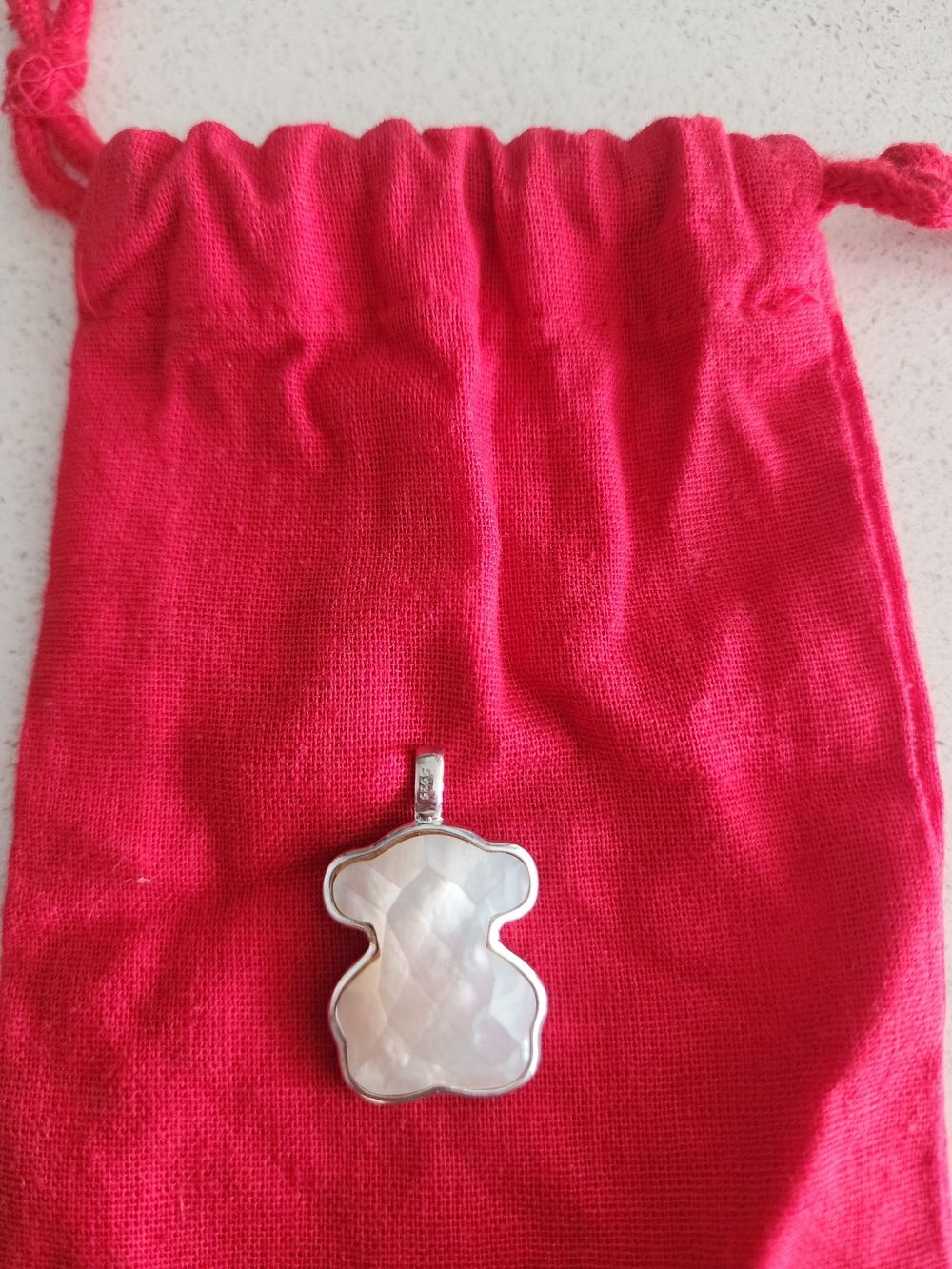 Tous Silver-Tone Mother of Pearl Teddy Pendant - Pink Accent
